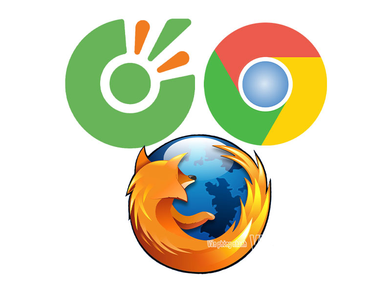 cac ung dung trinh duyet web Chrome, Cốc Cốc, Firefox.