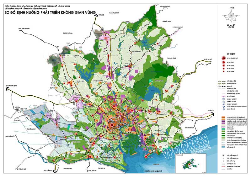 Bản đồ quy hoạch xây dựng thành phố Hồ Chí Minh đến năm 2020 và tầm nhìn đến 2050